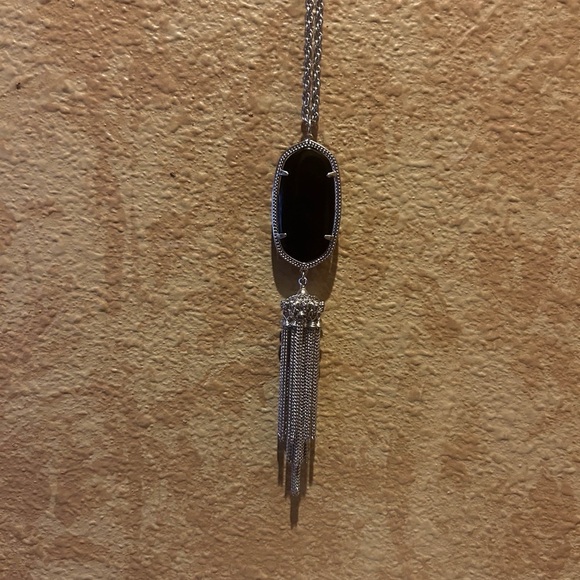 Kendra Scott • Rayne Pendant Necklace • Silver Tone Black Lucite & Tassels - Picture 4 of 4